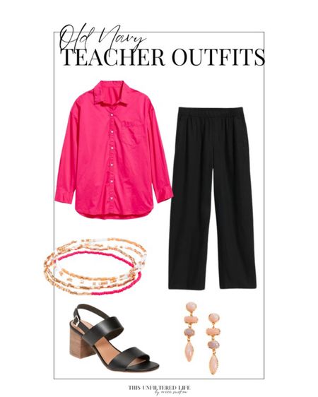 Pink and black is always a fun color combo! 
Teacher Outfit - Back to School - Old Navy - Midsize - Size 12 - Mom 

#LTKworkwear #LTKBacktoSchool #LTKstyletip