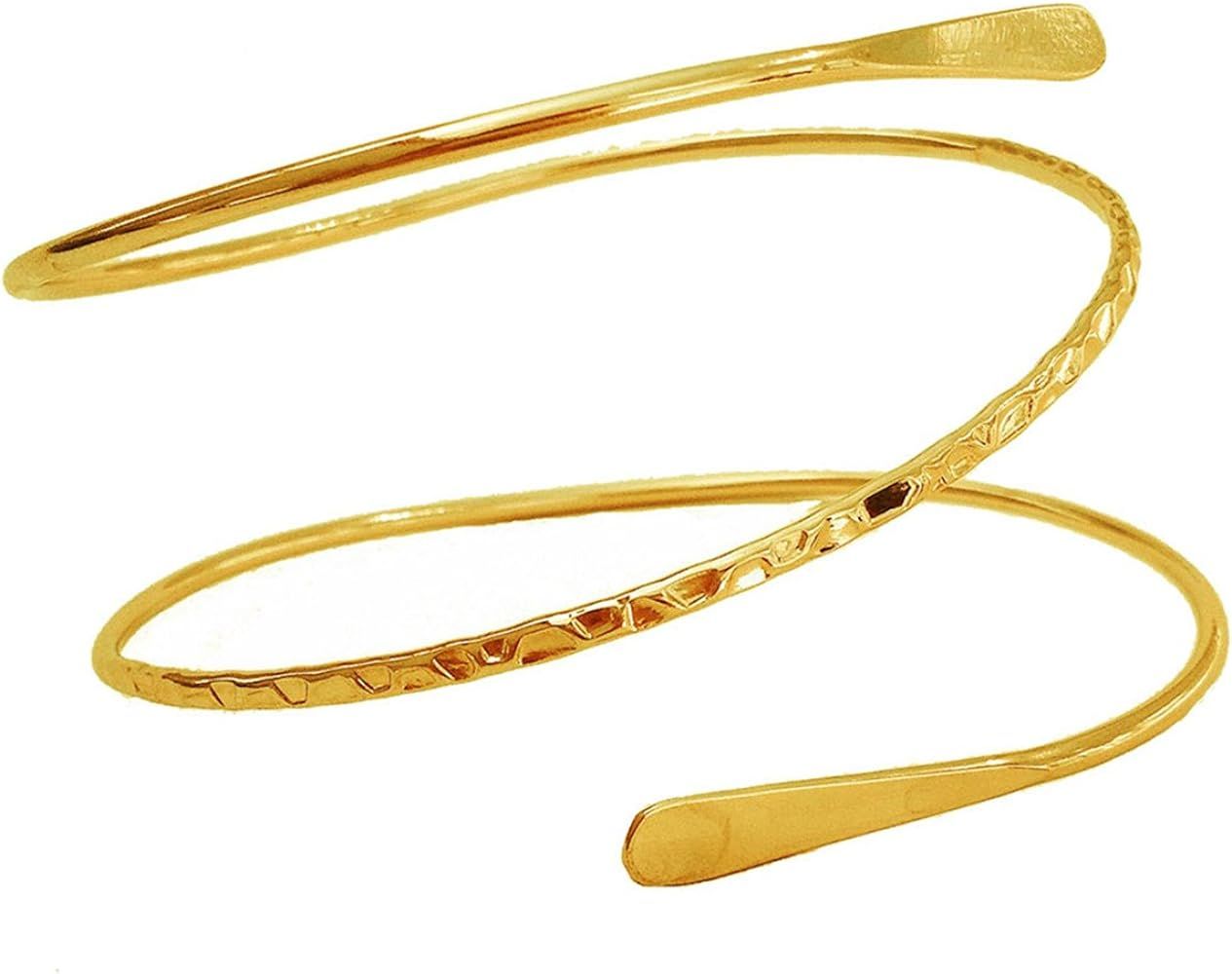 Minimalist Gold Metal Coil Upper Arm Cuff Open Arm Bracelet Armlet Armband Bangle for Women | Amazon (US)