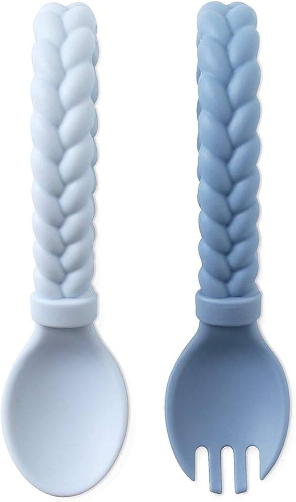Itzy Ritzy Silicone Spoon & Fork Set; Baby Utensils Featuring a Baby Fork and Spoon with Looped, ... | Amazon (US)