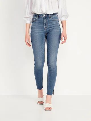 High-Waisted Rockstar Super-Skinny Side-Slit Cut-Off Ankle Jeans for Women | Old Navy (US)