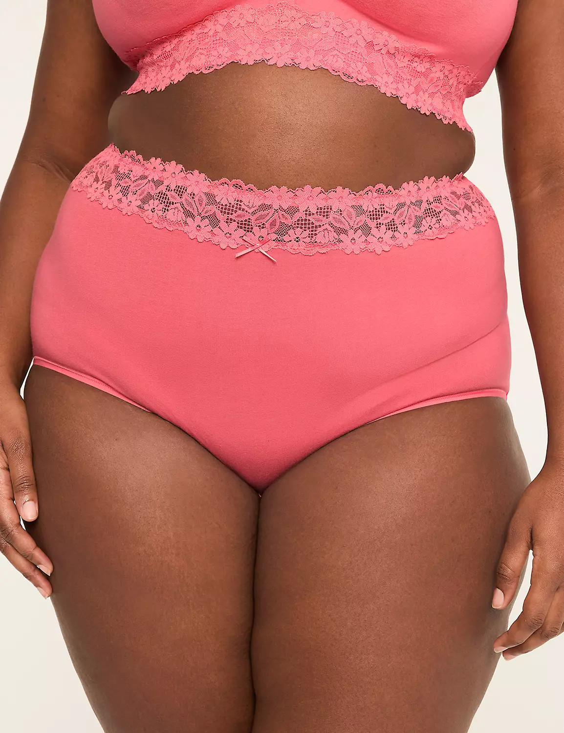 Cotton Full Brief Panty with Lace Waist | Lane Bryant (US)
