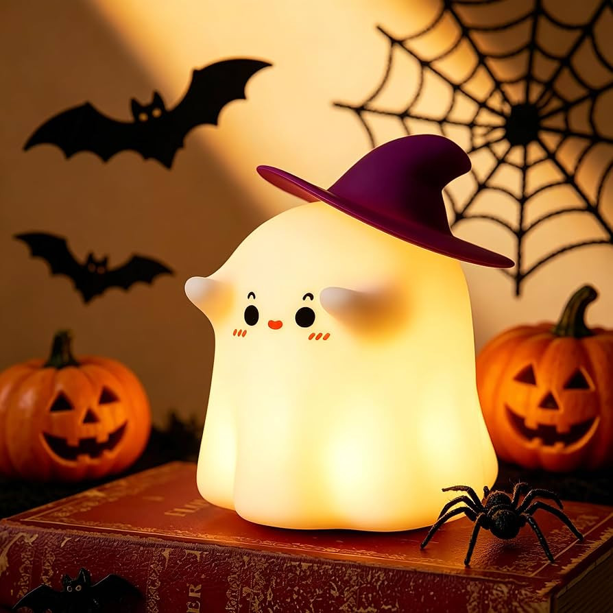 BrizLabs Ghost Night Light, Rechargeable Halloween Night Light, Dimmable Silicone Nursery Nightli... | Amazon (US)
