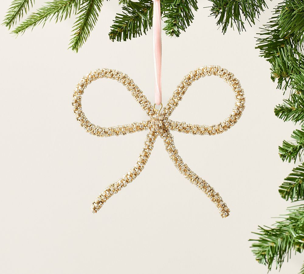 LoveShackFancy Glitter Bow Ornament, Small | Pottery Barn (US)