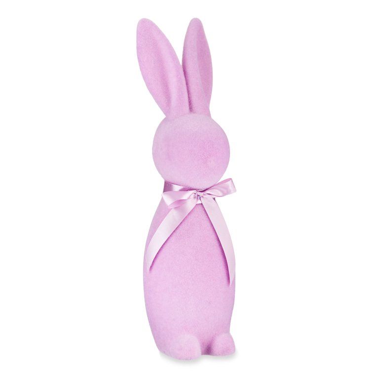 Way to Celebrate Easter Flocked Bunny Decor, Lilac, 16" | Walmart (US)