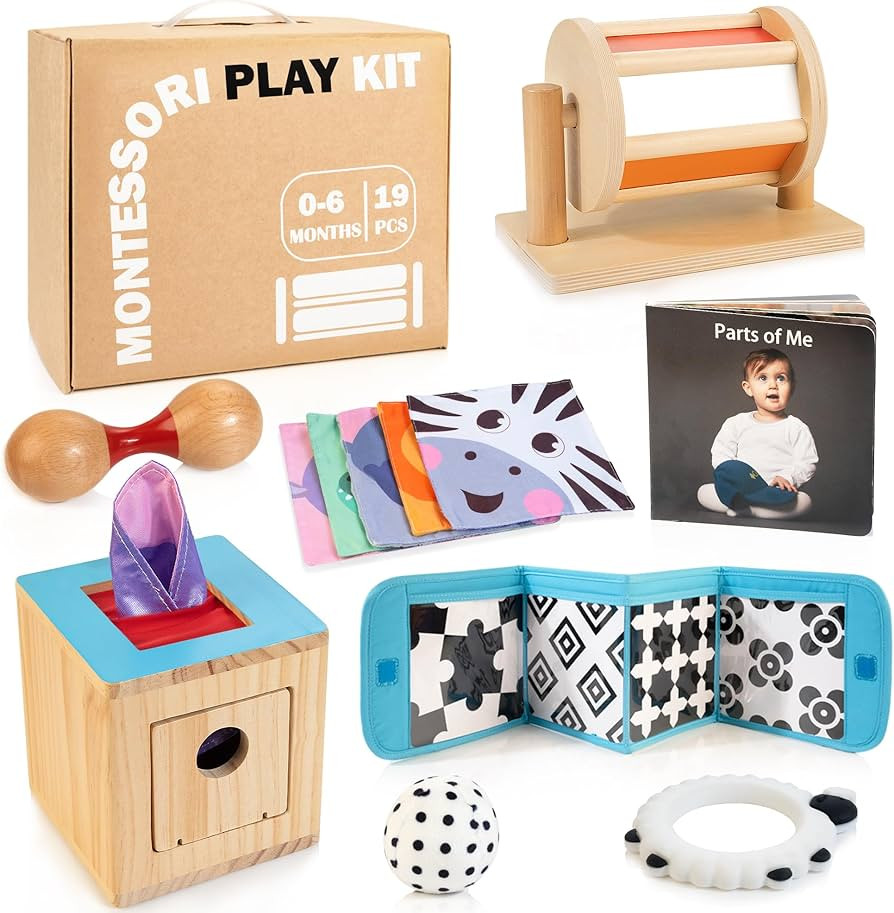 Montessori Toys for Babies 0-6 Months, 9 in 1 Learning Educational Sensory Toys for Newborn 0-3-6... | Amazon (US)