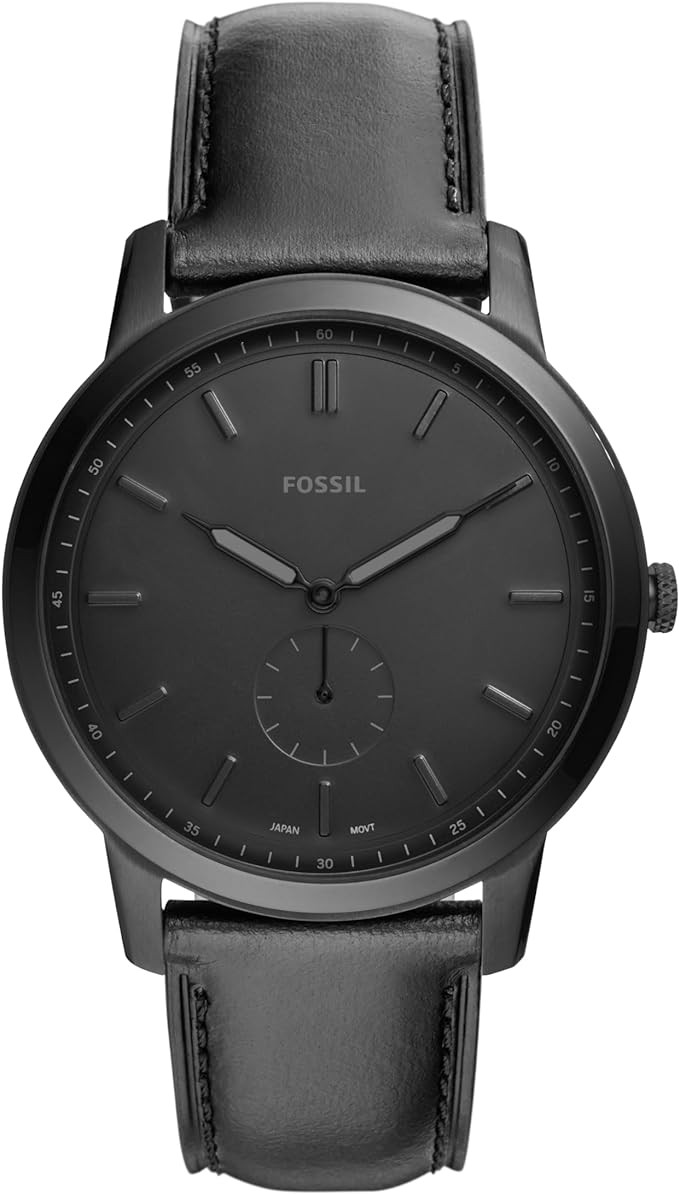 Fossil Men's Minimalist Quartz Stainless Steel and Leather Three-Hand Watch | Amazon (US)