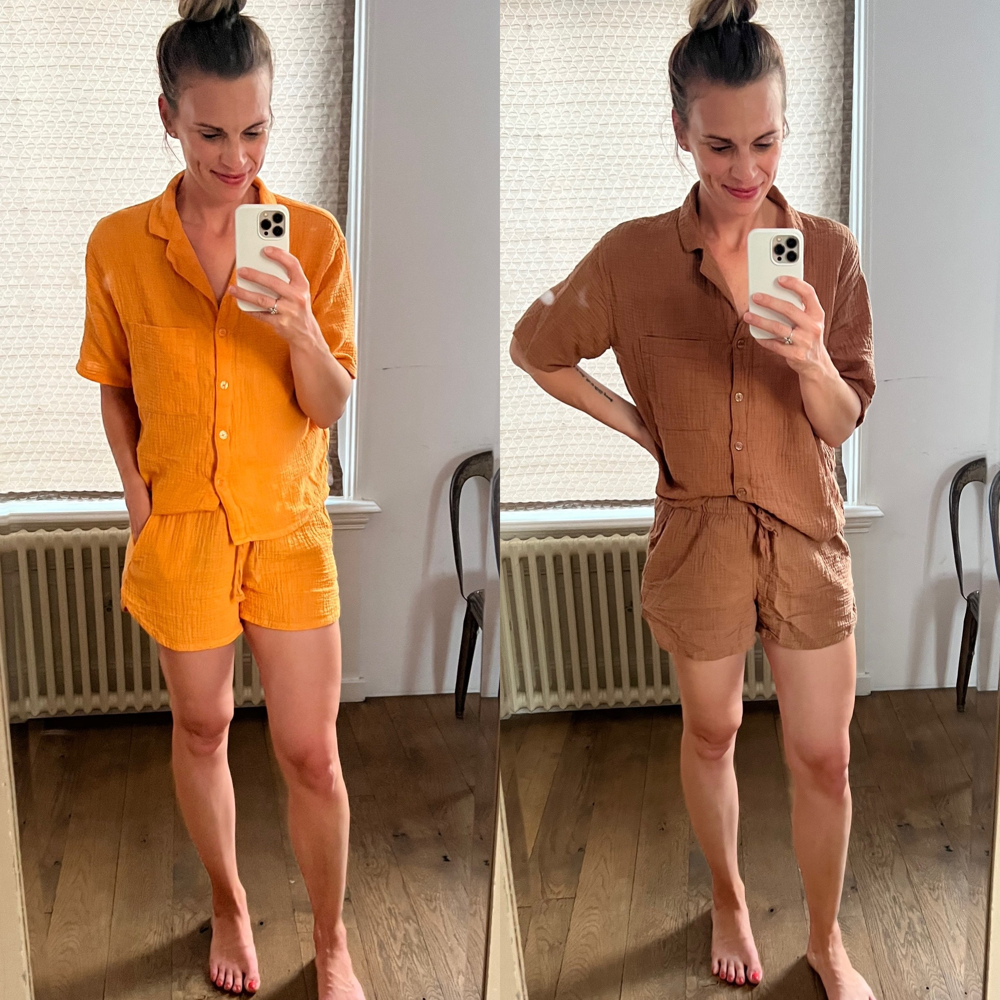 Target for the win with the PJs (or honestly, for daytime too). Can’t buy in stores anymore; but most colors are shipping still! 

I’m in a medium in top and bottom - would be great for pregnancy and postpartum/nursing!!