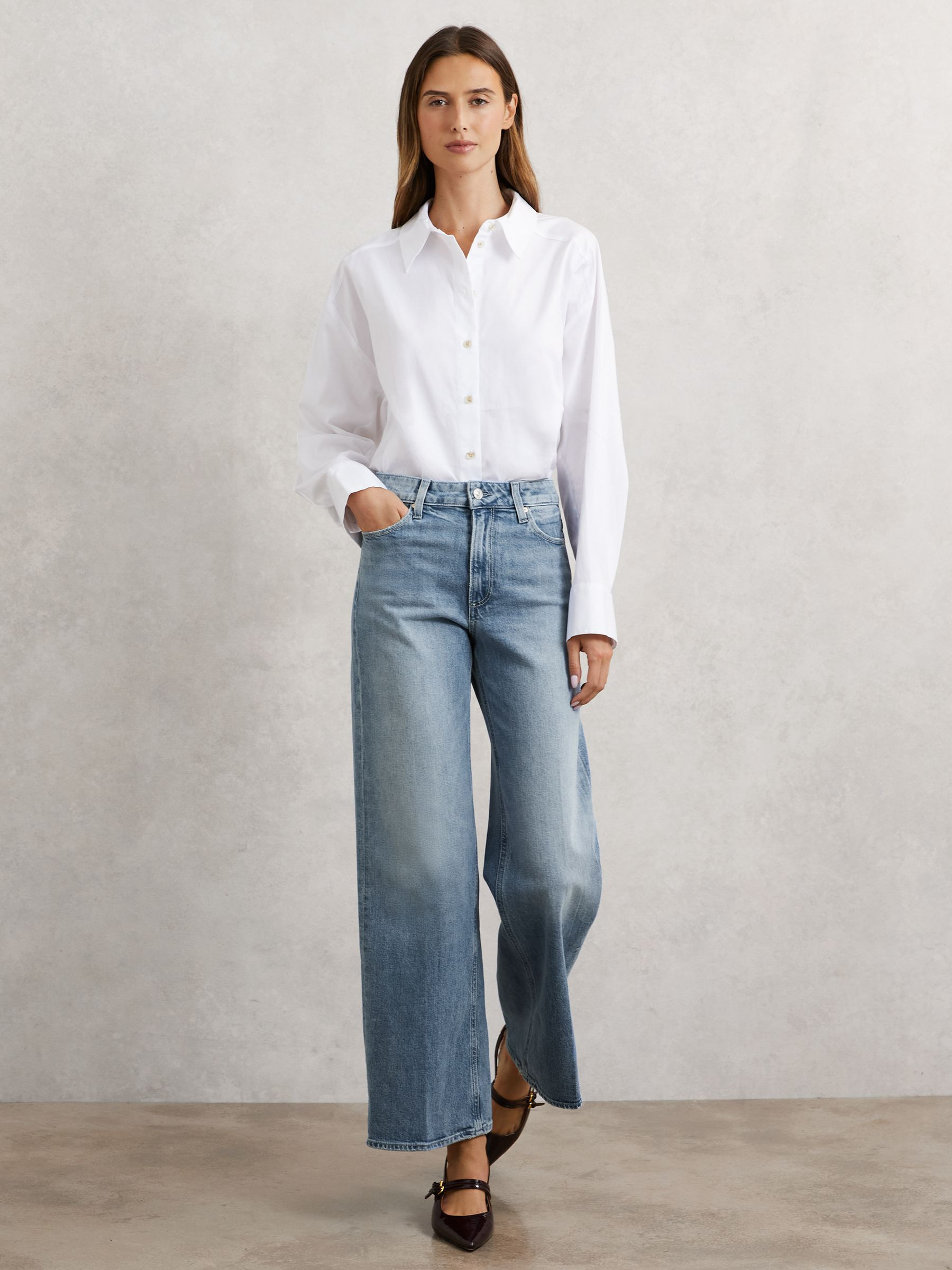 Paige Anessa Jeans in Light Blue | Reiss UK