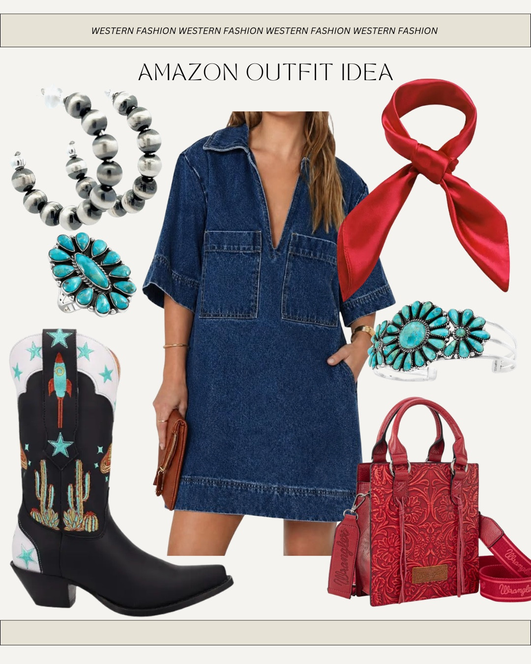 How to Stella Ella denim dress Country concert outfit idea Amazon finds back to school teacher outfit cowgirl boots

#LTKgrwm #LTKootd