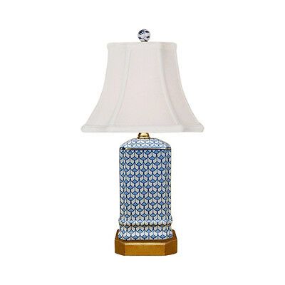 Blue and White Geometric Square Porcelain Vase Table Lamp 15.5"  | eBay | eBay US