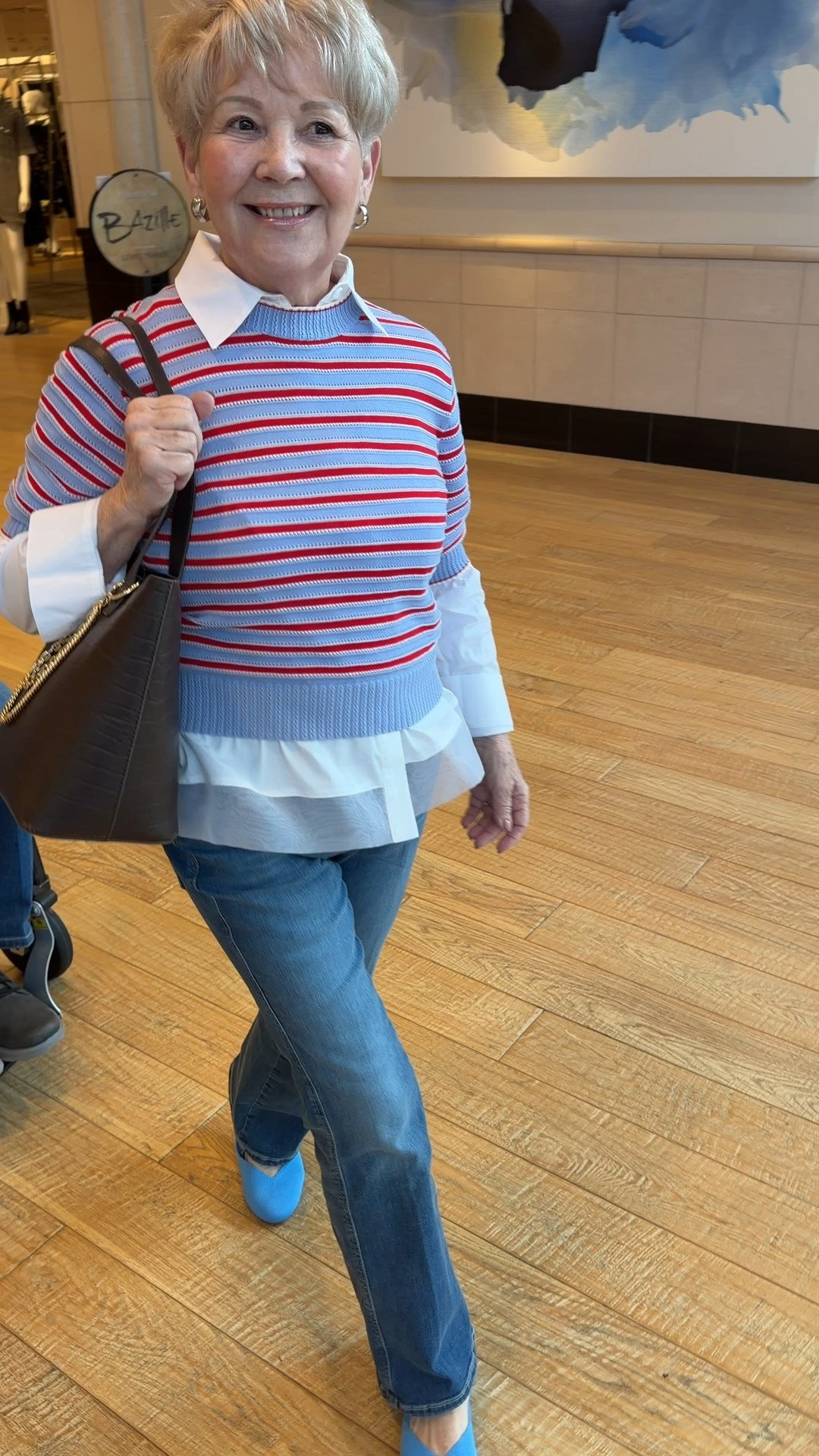 Mimi wearing 
Chicos jeans 
Chicos blouse 
Rothys shoes 

#LTKOver40 #LTKootd #LTKvlog