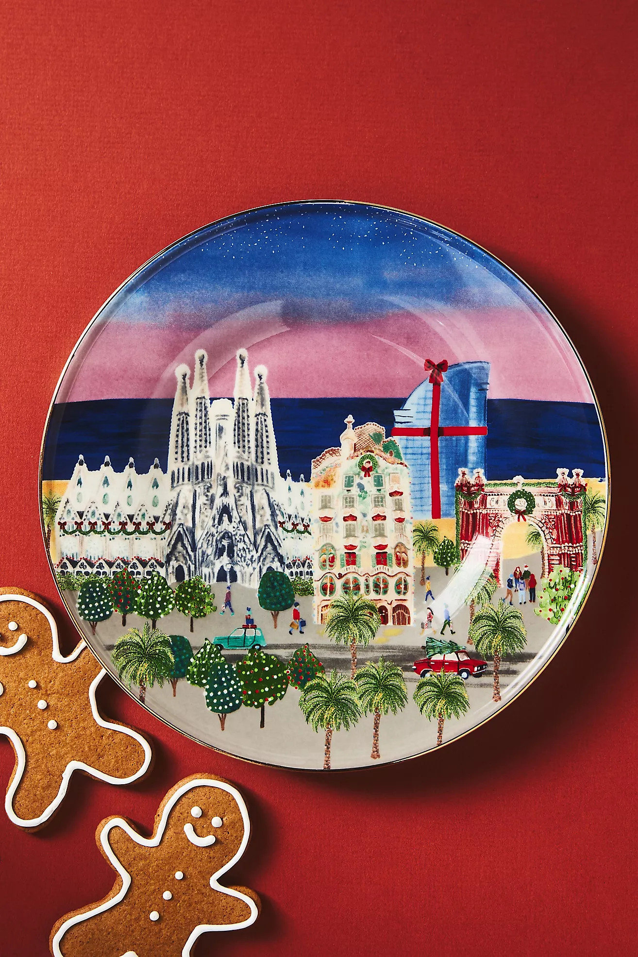 Holiday in the City Stoneware Dessert Plate | Anthropologie (US)