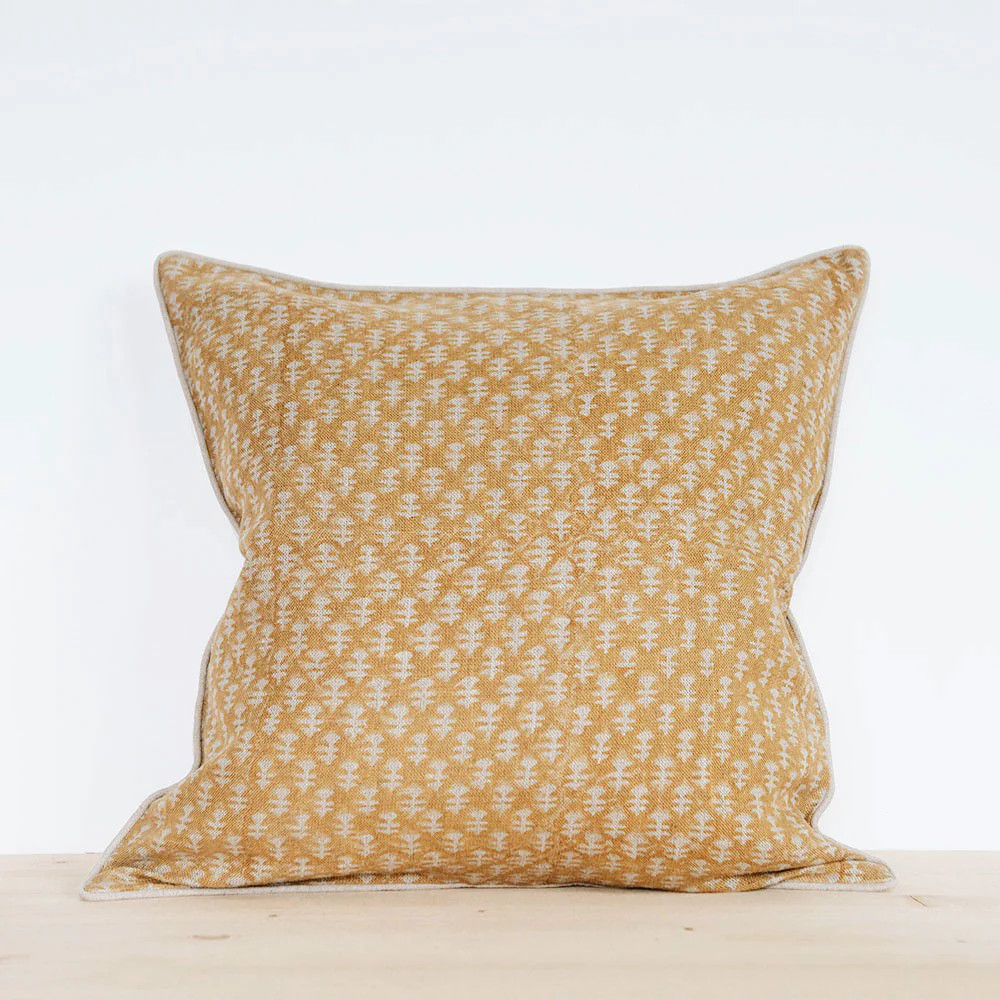 Linen Hand Block-Printed Pillow Cover No. 0706 | Roan Iris