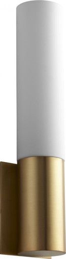 Magnum Wall Sconce, 1-Light, LED, Aged Brass, Matte White Shade, 18.75"H (3-518-40 3ZMGG) | Lighting Reimagined