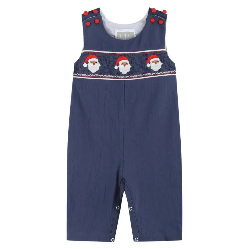 Navy Blue Santa Smocked Overalls - Etsy | Etsy (US)