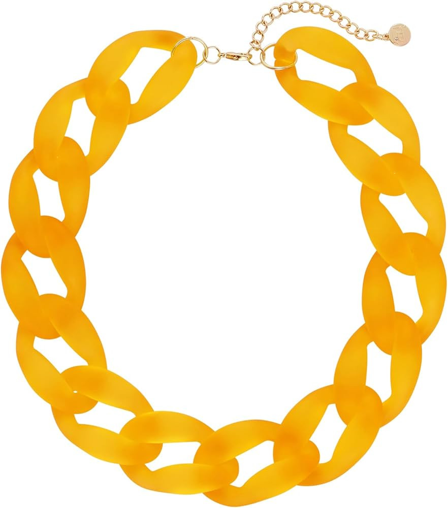 Firstmeet Chunky Acrylic Necklace Smooth Chain Link Cool Statement Choker Cuban Style Jewelry Gif... | Amazon (US)