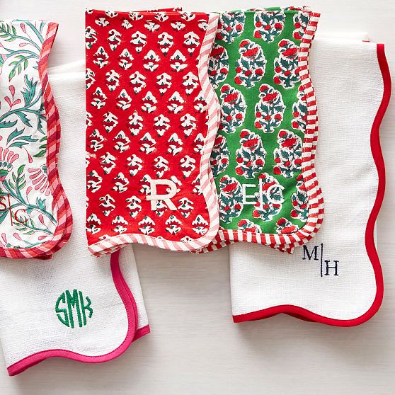 Scalloped Block Print Napkins, Set of 4 | Mark and Graham