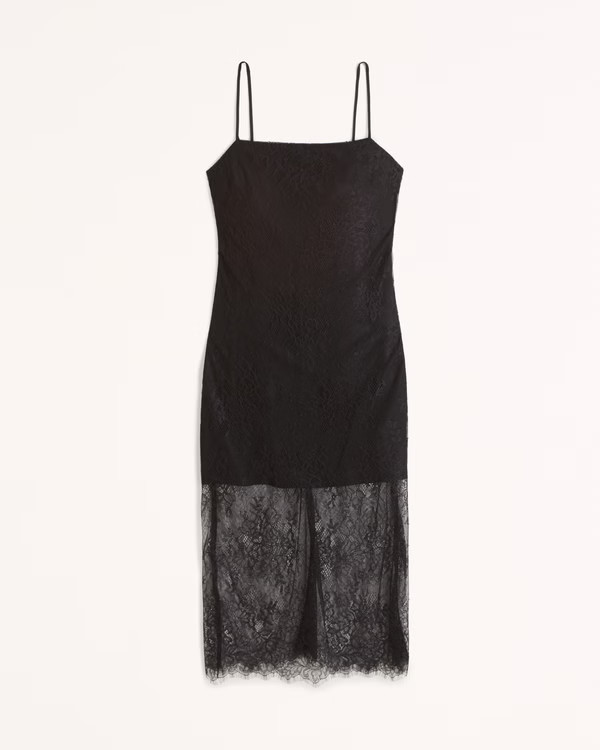 Women's Lace Squareneck Slip Midi Dress | Women's Dresses & Jumpsuits | Abercrombie.com | Abercrombie & Fitch (US)