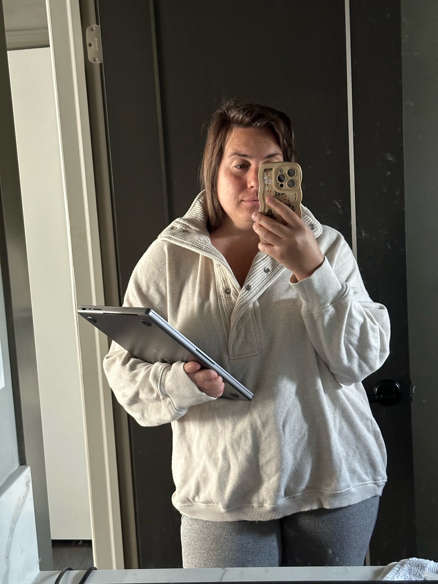 I love sweater weather! Wearing my newest favourite sweater in a Large. Fits true to size, made to be oversized. Underneath I'm wearing the most comfortable sports bra, that I also use as a bathing suit top at the beach  

#LTKStyleTip #LTKMidsize #LTKFindsUnder50