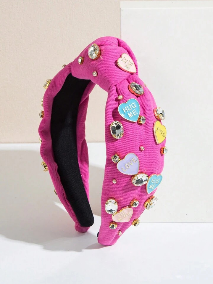 1pc Heart Shaped Gemstone Decorated Headband Suitable For Daily Use | SHEIN