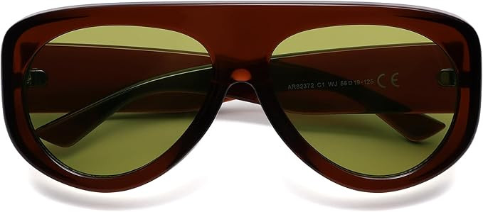 Trendy Aviator Sunglasses Womens Mens Retro 90s Rectangle Wrap Shades Oversized Style AR82372 | Amazon (US)