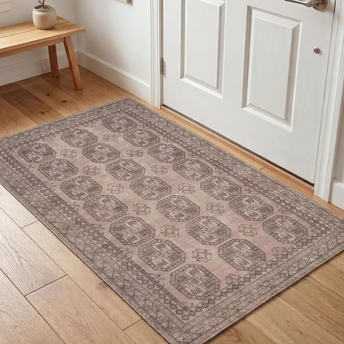 Kuden 3x5 Small Rug, Machine Washable, Non-Slip Backing, Vintage Style, Soft, Low Pile, Area Rugs... | Amazon (US)