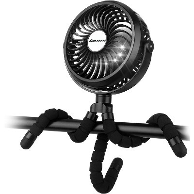 Panergy Battery Operated Stroller Fan Flexible Tripod Clip On Fan with 3 Speeds and Rotatable Handheld Personal Fan - Black | Target