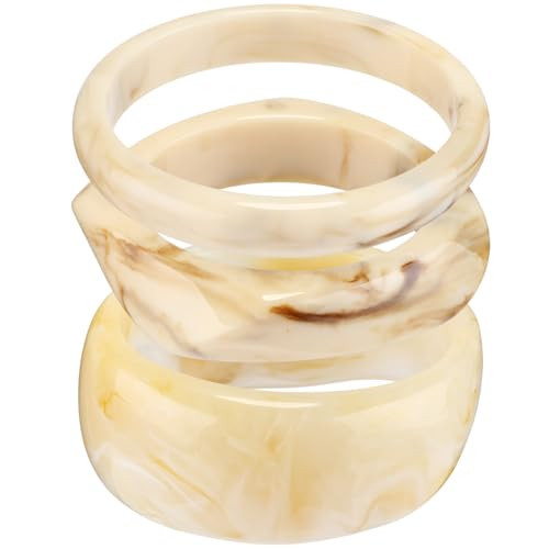 Quelay 3 Pcs Acrylic Colorful Resin Bangle Boho Chunky Bracelets for Women Irregular Geometric Cu... | Amazon (US)