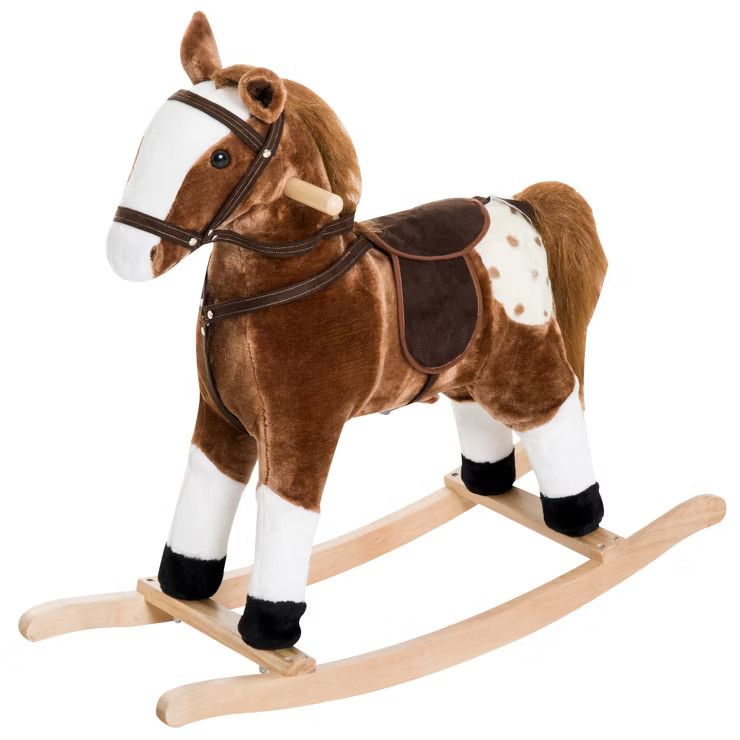 Qaba Kids Plush Toy Rocking Horse Pony Toddler Ride on Animal for Girls Pink Birthday Gifts with ... | Target