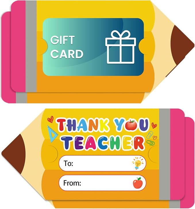 LIJUGITF 4 Pack Teacher Appreciation Gift Card Holders with Envelopes, Thank You Teacher Greeting... | Amazon (US)