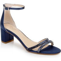 Jewel Badgley Mischka Joanne Strappy Block Heel, Size: 7.5 in Navy | Badgley Mischka