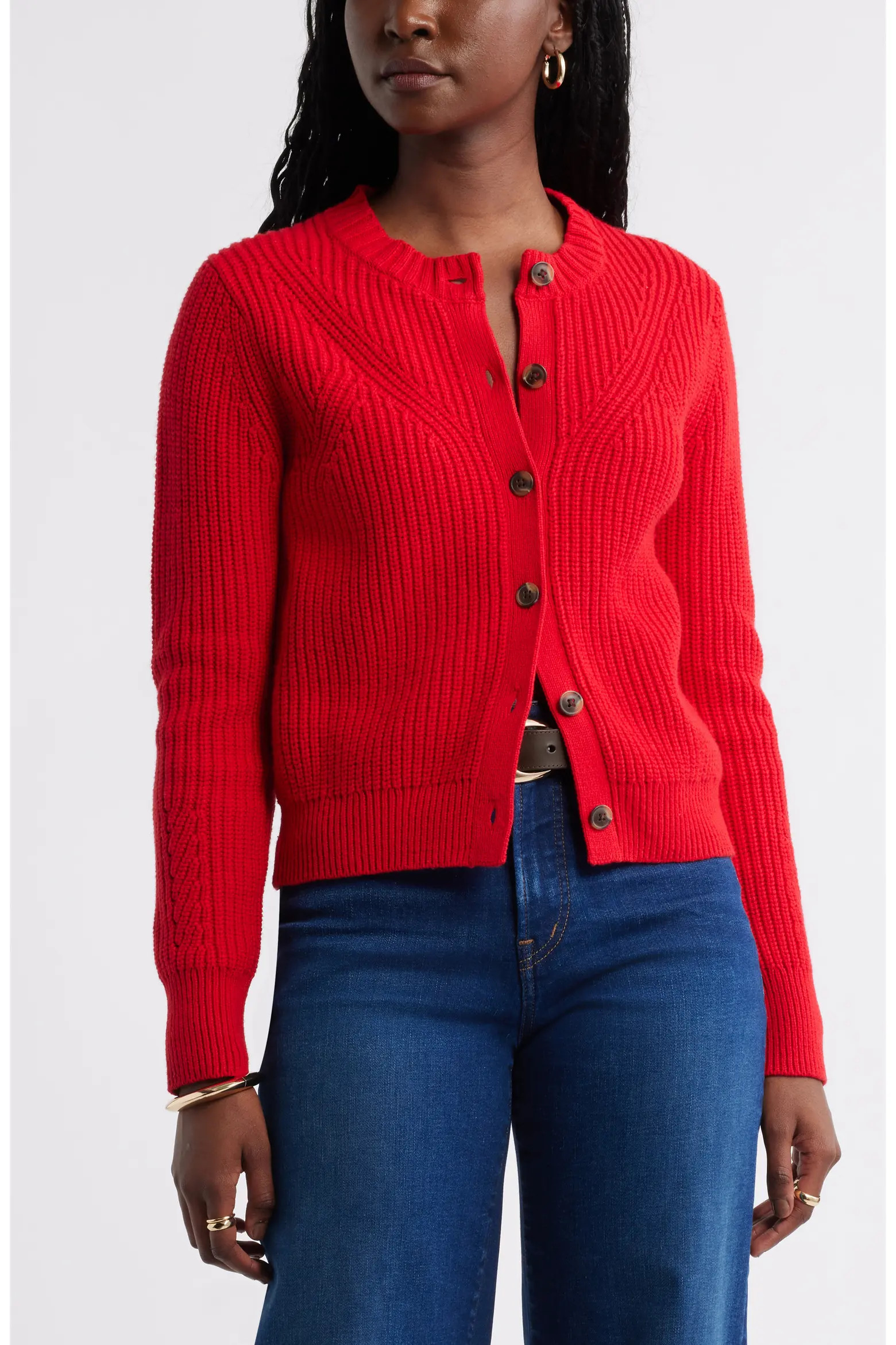 Shaker Stitch Pointelle Pima Cotton & Merino Wool Cardigan (Women) | Nordstrom | Nordstrom