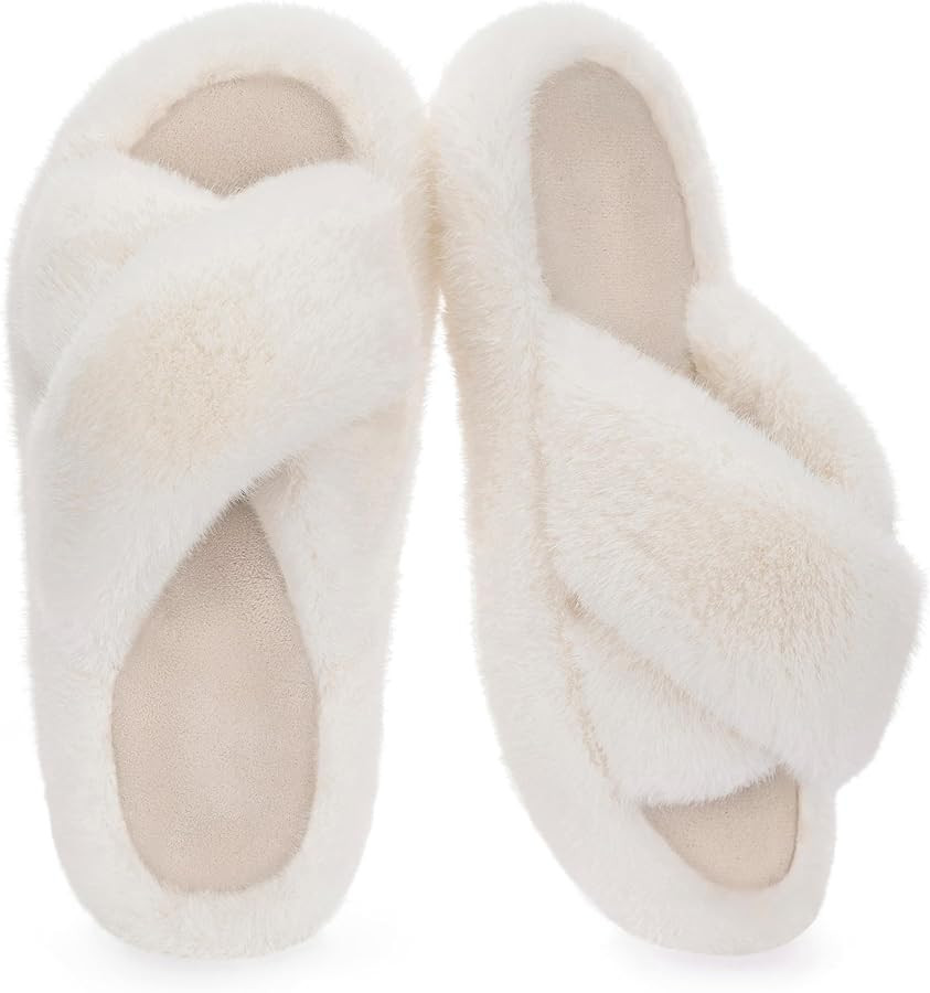 RockDove Womens Furrie Faux Fur Slide Slippers Arch Support Memory Foam Non Slip Indoor Outdoor W... | Amazon (US)