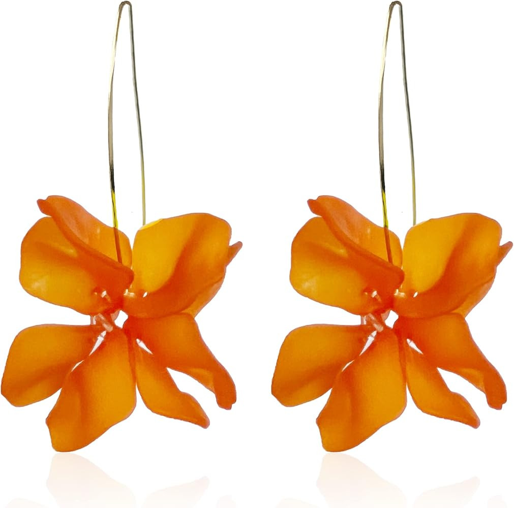 Aretes de pétalos florales bohemios de acrílico para mujer, Navidad, San Valentín, Día de la ... | Amazon (US)