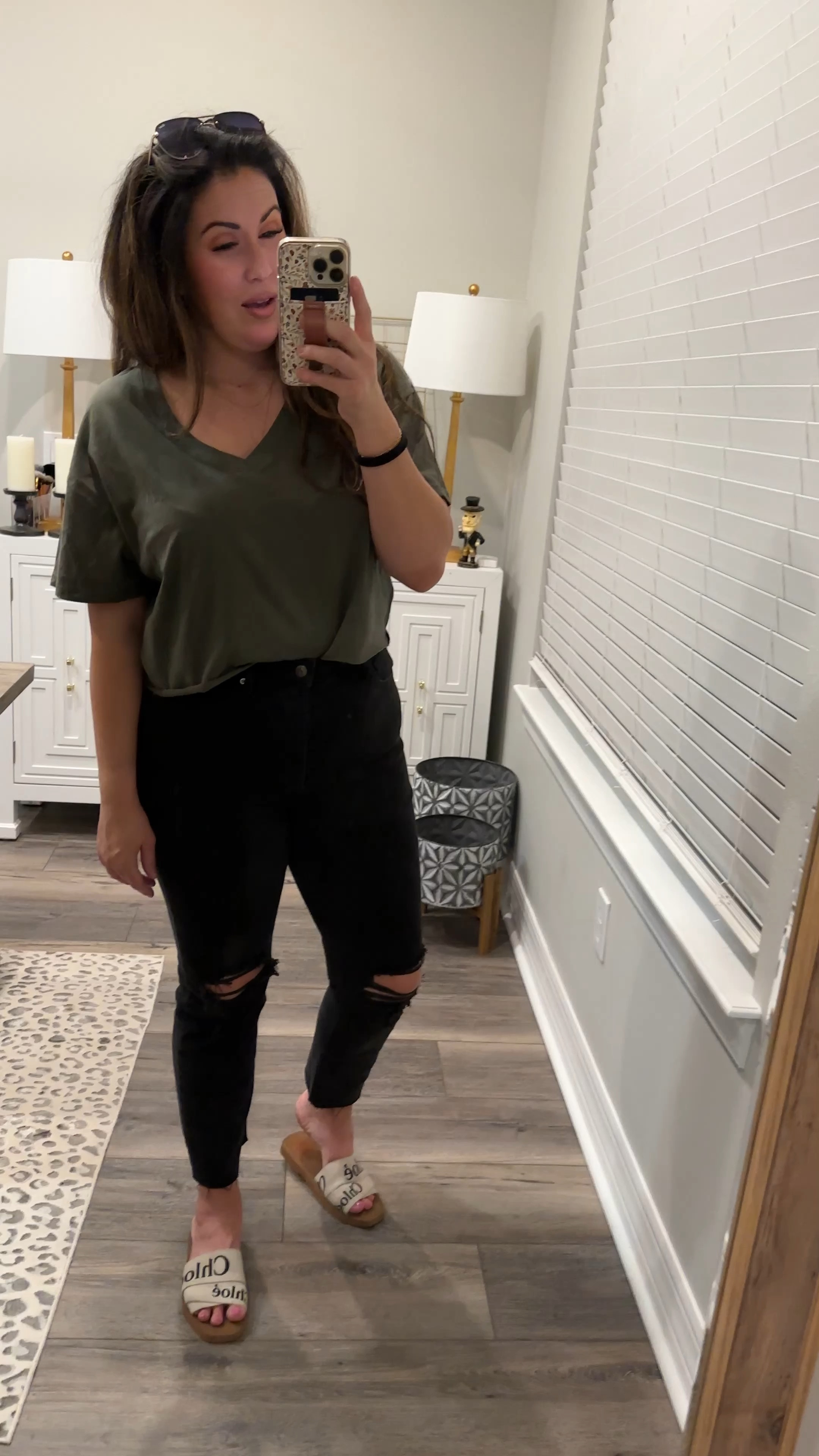 Top size L
Denim- size up of between sizes 

#LTKSeasonal #LTKcurves #LTKfamily