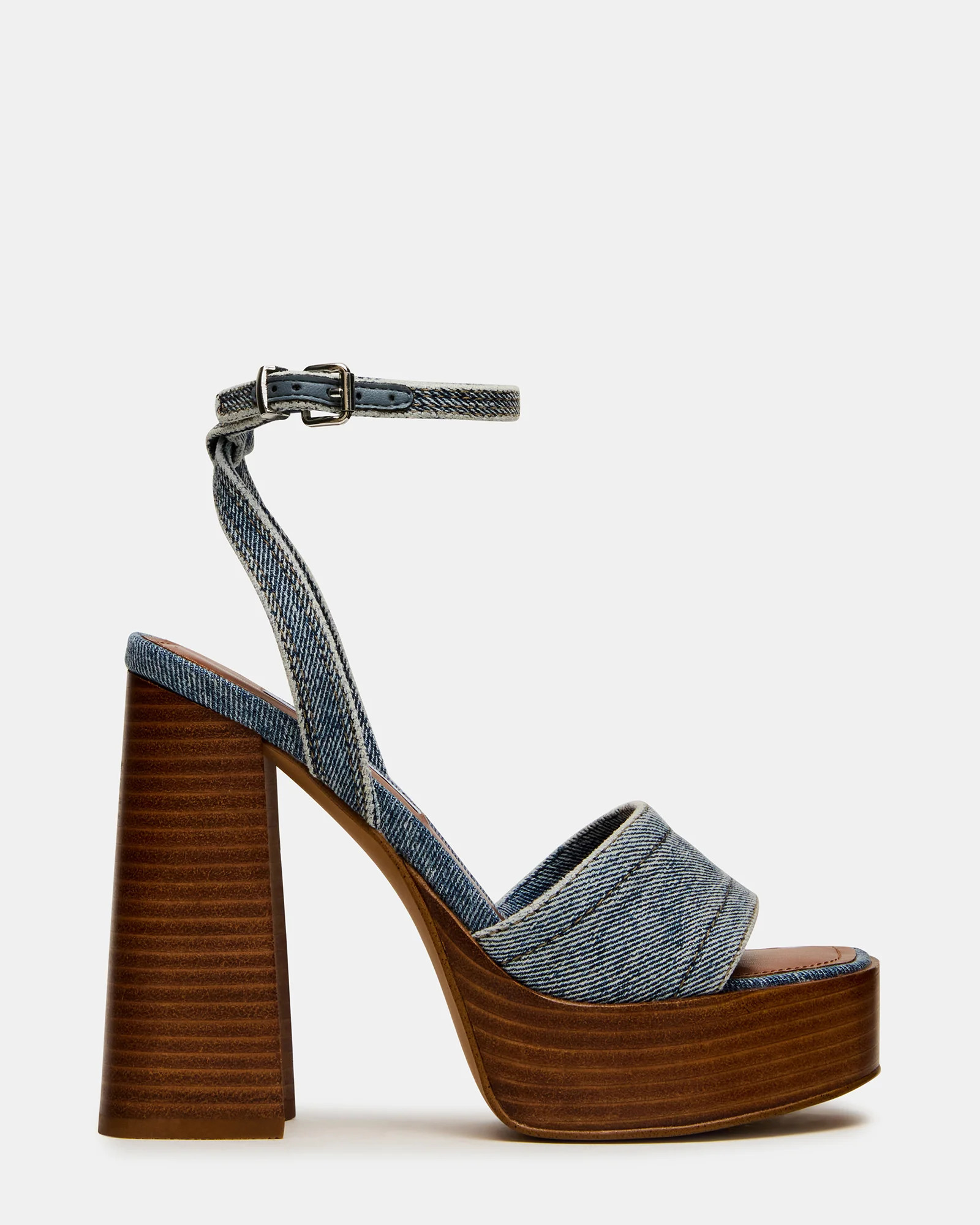 FLORIA Denim Square-Toe Block Heel Platform Women's Heel | Steve Madden (US)