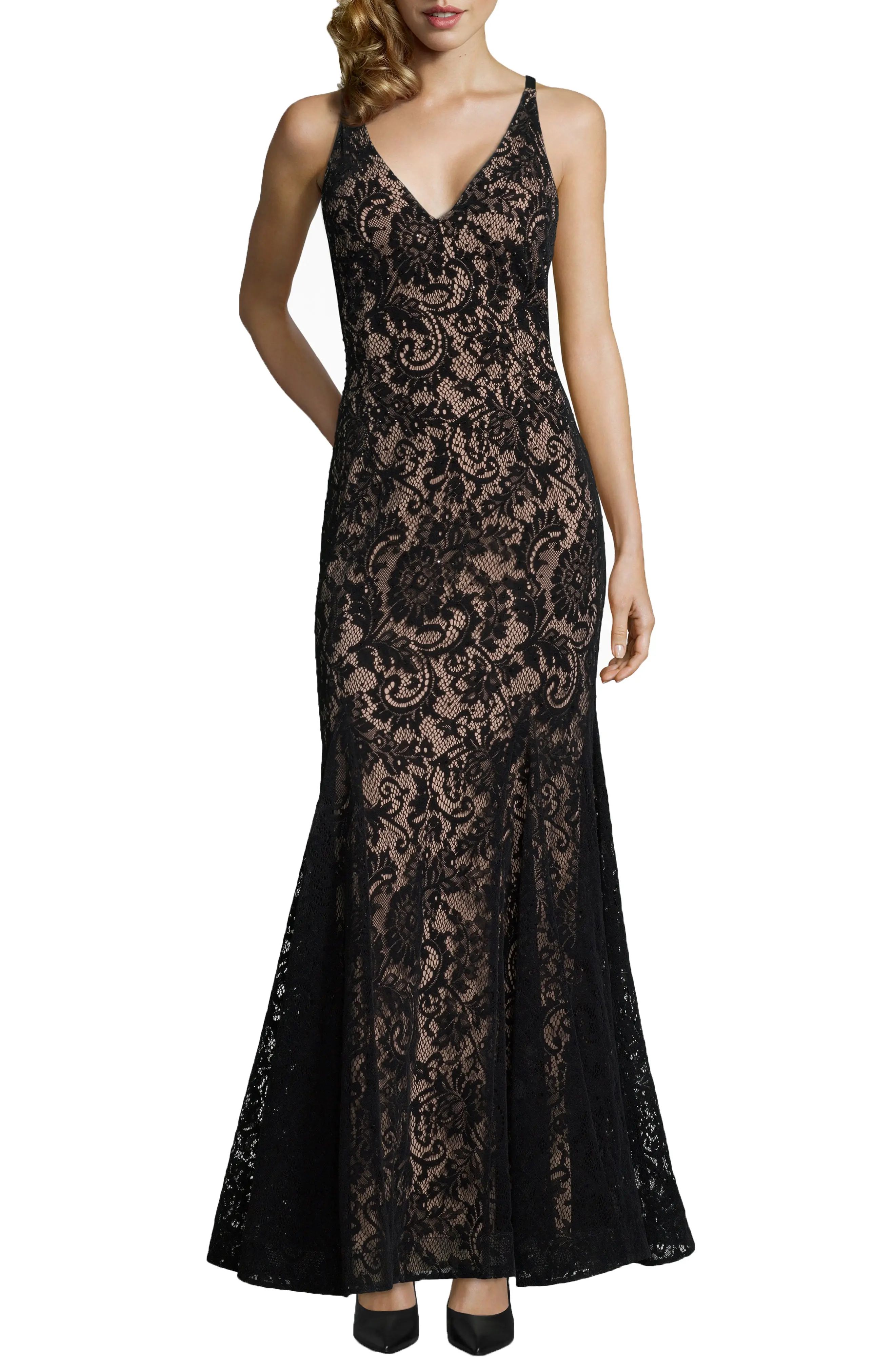 Xscape Sleeveless Flocked Lace Gown | Nordstrom