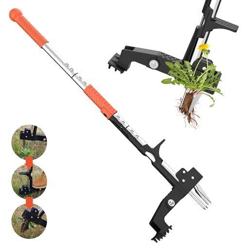 Weed Puller Tool, Gardening Stand-Up Weeder Puller with Ergonomic 39.3" Long Handle and 4 High-St... | Amazon (US)