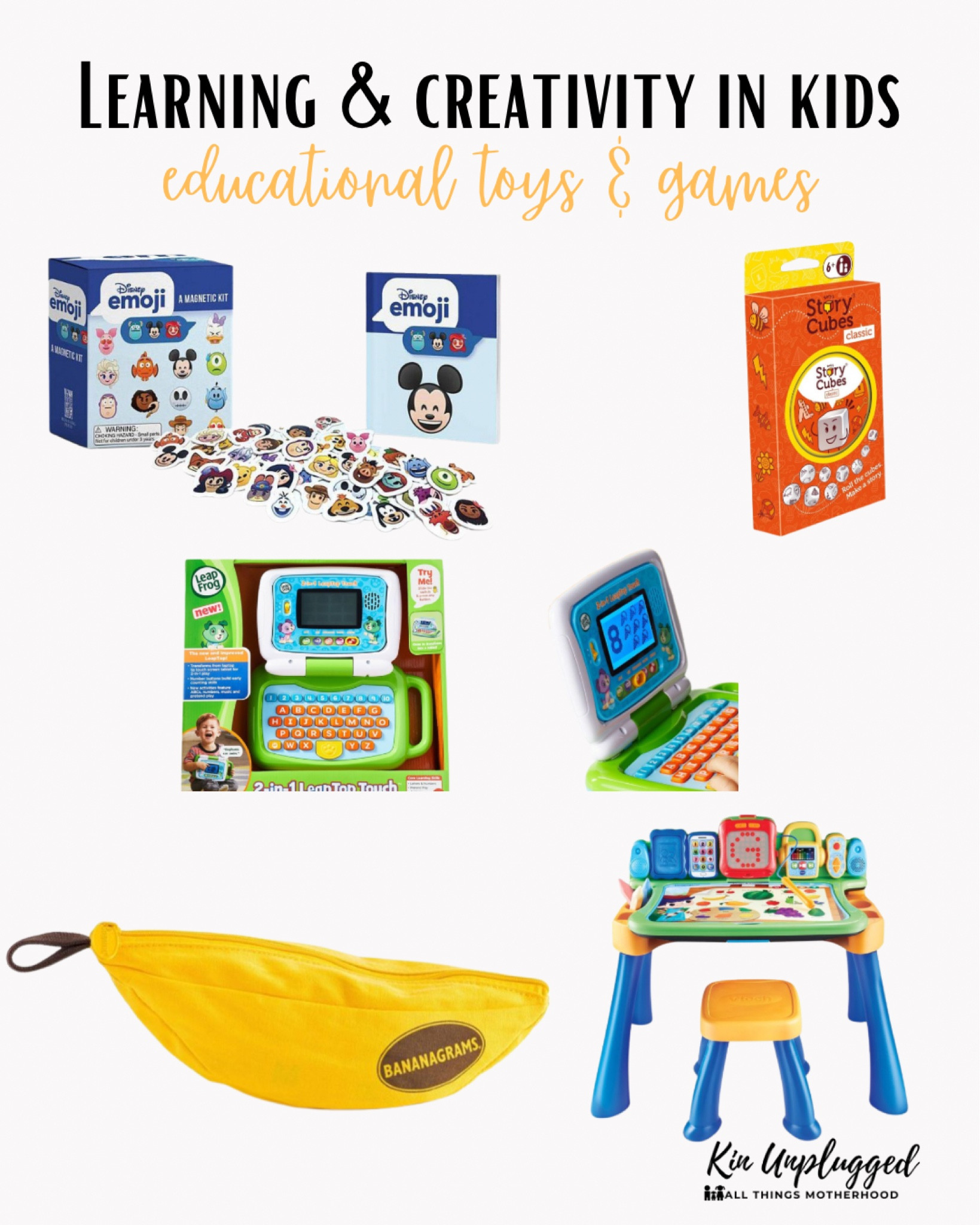 Boost your child’s reading and writing skills with our selection of language and literacy toys. These engaging tools make learning letters, words, and storytelling a fun adventure.

	•	LeapFrog LeapReader: An interactive system that helps kids learn phonics, vocabulary, and comprehension.
	•	Bananagrams: A fast-paced word game that enhances spelling and vocabulary skills.
	•	Story Cubes: Dice with pictures that prompt creative storytelling and imagination.
	•	Magnetic Poetry Kit: Fun and educational magnets that kids can arrange to create poems and sentences.
	•	VTech Touch and Learn Activity Desk: An interactive desk that covers letters, numbers, music, and more.

#LanguageLearning #LiteracyToys #ReadingSkills #EducationalToys #Storytelling #KidsLearning

#LTKGiftGuide #LTKkids