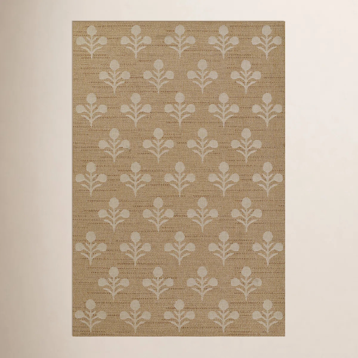 Saybrook Floral Power Loom Polypropylene Plastic Indoor / Outdoor Area Rug in Beige/Brown | Wayfair North America