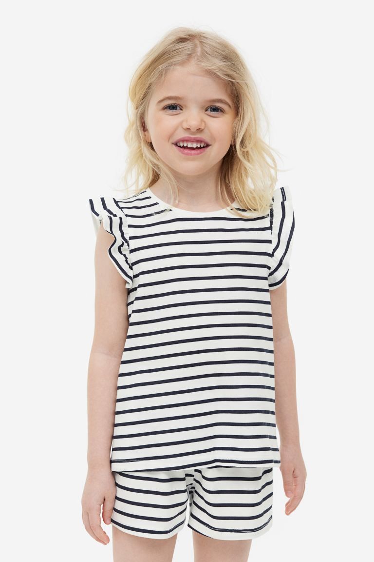 3-pack Flutter-sleeved Tops - Navy blue/striped - Kids | H&M US | H&M (US + CA)