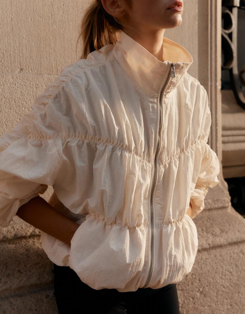 Technical shirred jacket - Women | Bershka UK