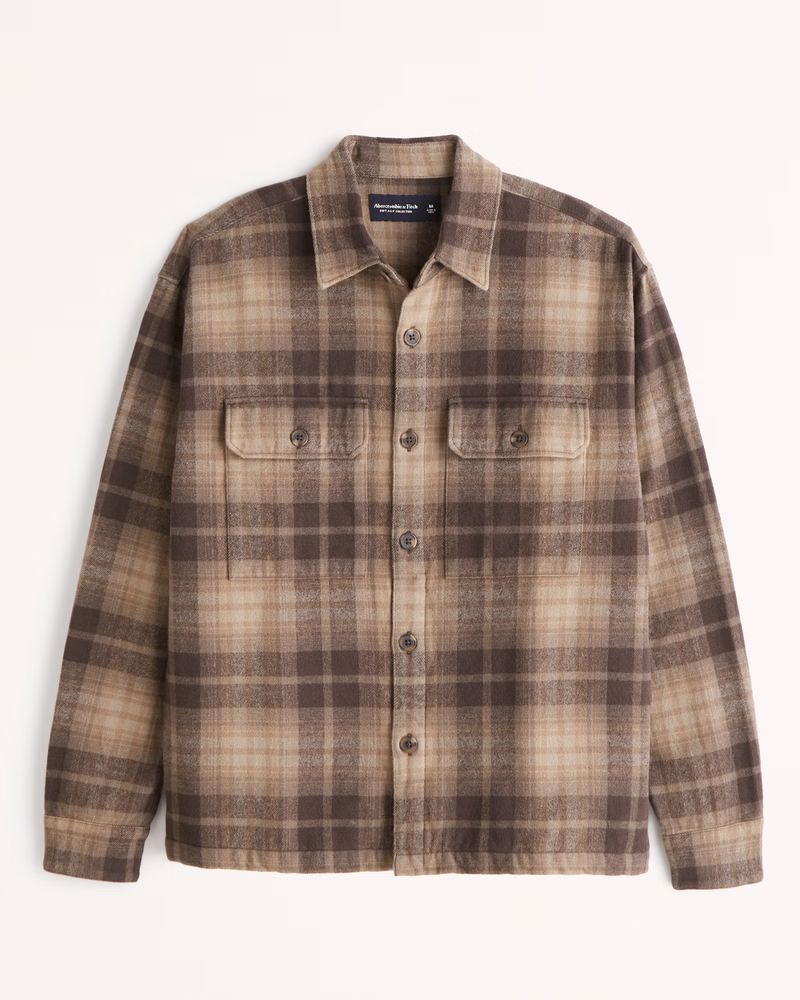 Men's Heavyweight Flannel Shirt Jacket | Men's Tops | Abercrombie.com | Abercrombie & Fitch (US)