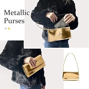 Silver Bag Evening Clutch Bag Sparkly Satchel Patent Leather Y2K Handbag Crossbody Metallic Purse... | Amazon (US)