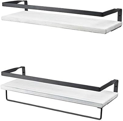 Peter's Goods Rustic Floating Wall Shelves with Rails - Decorative Storage for Bedroom, Bathroom,... | Amazon (US)