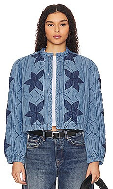 Free People Quinn Quilted Jacket in Indigo Combo from Revolve.com | Revolve Clothing (Global)