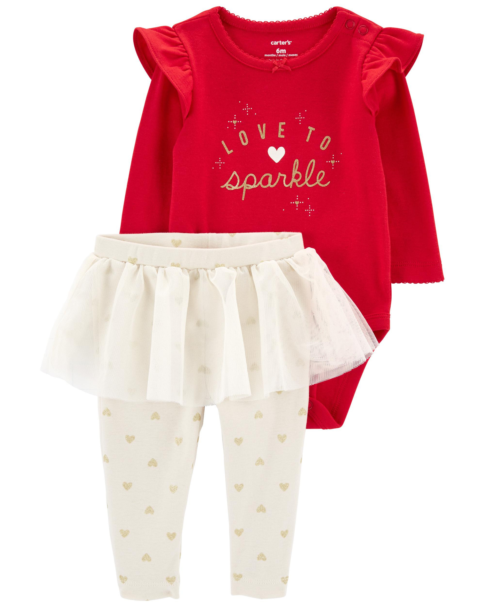 Baby 2-Piece Love To Sparkle Bodysuit & Tutu Pant Set | Carter's