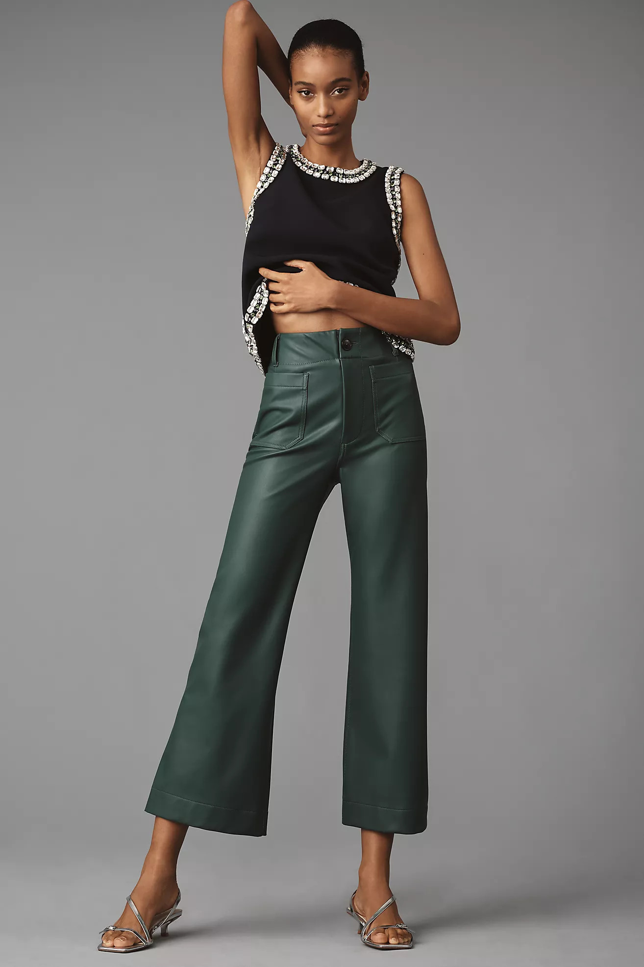 The Colette Cropped Wide-Leg Pants by Maeve: Faux-Leather Edition | Anthropologie (US)