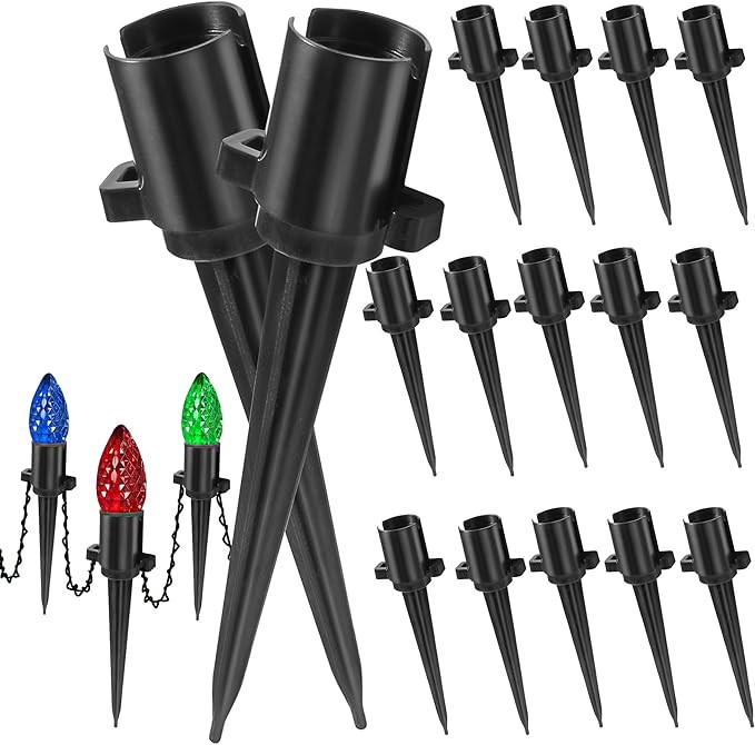Dazzle Bright 5.5 Inch 100 Pcs Christmas Light Stake C9 Light Ground Stakes Outdoor Light Spikes ... | Amazon (US)