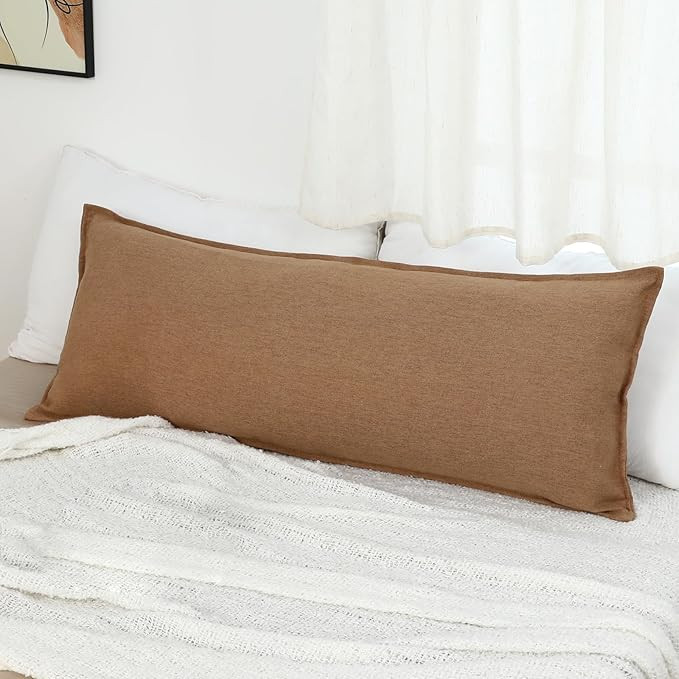 LIGICKY Brown Long Lumbar Pillow Cover 14x36 inch Neutral Linen Pillow Covers Decorative Rectangl... | Amazon (US)